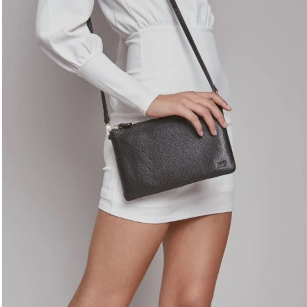 HButler Mighty Purse black pebbled leather crossbody